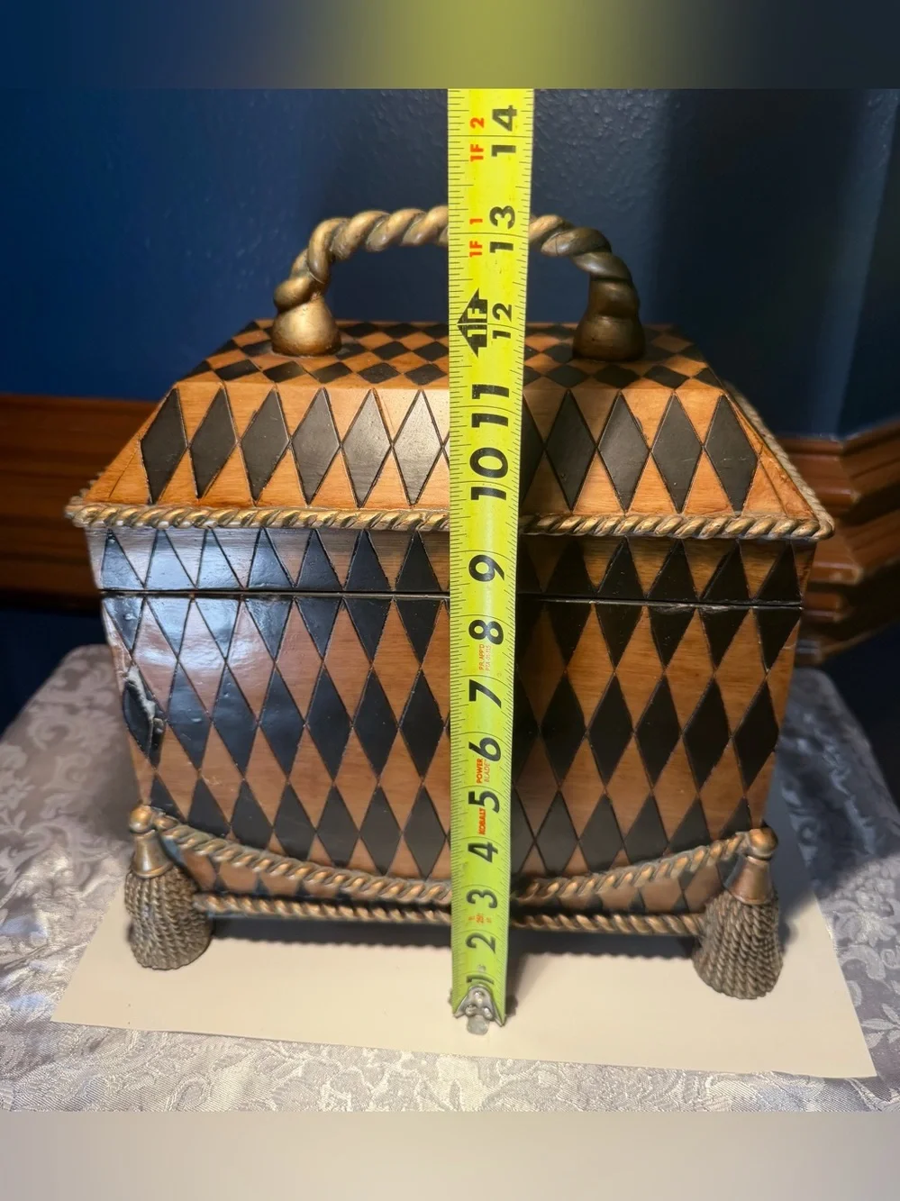 Decorative Resin Box Resembling Maitland-Smith Box Harlequin Style Box with Lid